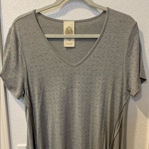 Vocal, grey studded, short sleeve Tunic
